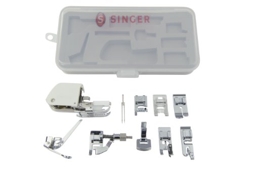 Product Cover SINGER Sewing Machine Accessory Kit, Including 9 Presser Feet, Twin Needle, and Case, Clear