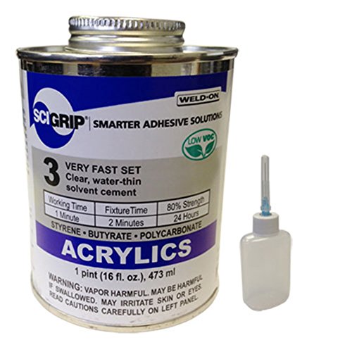 Product Cover IPS Weld-On 3 Acrylic Plastic Cement with Pint and Weld-On Applicator Bottle with Needle, Clear