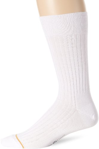 Product Cover Gold Toe Men's Mercerized Cotton English Rib Non Elastic, White, Sock Size:10-13/Shoe Size: 6-12