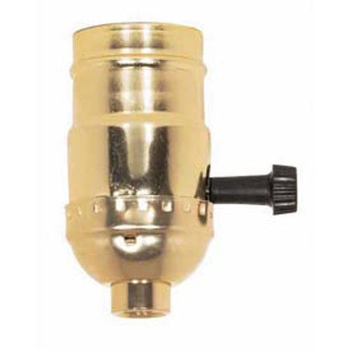 Product Cover Brass Light Socket - Plated - 3-Terminal - 2 Circuit - Turn Knob - Medium Base Socket - 1/8 IPS - PLT 90-421