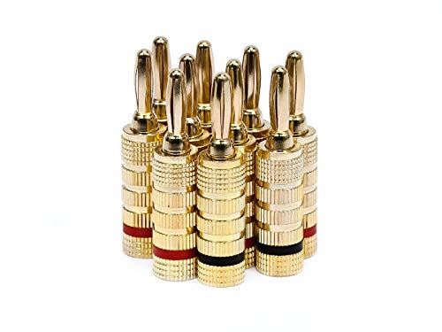 Product Cover Monoprice 109436 Gold Plated Speaker Banana Plugs - 5 Pairs - Closed Screw Type, For Speaker Wire, Home Theater, Wall Plates And More