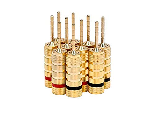 Product Cover Monoprice 109438 Gold Plated Speaker Pin Plugs - 5 Pairs - Pin Screw Type, for Speaker Wire, Home Theater, Wall Plates and More