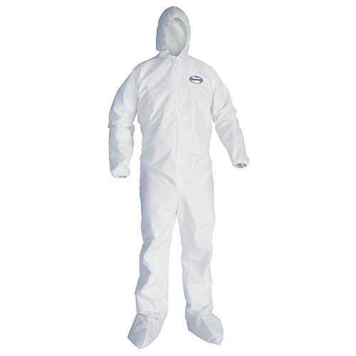 Product Cover Kleenguard A10 Light Duty Coveralls (10631), Zip Front, Elastic Wrists, Hood, Boots, Breathable Material, White, 2XL, 25 / Case