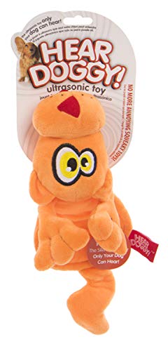Product Cover Hear Doggy Flattie Orange Cat Ultrasonic Silent Squeaker Dog Toy
