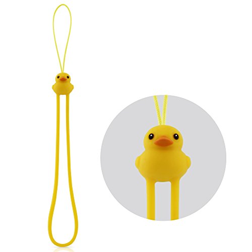 Product Cover Multi-Purpose Hand Wrist Strap with Cute Animal Cartoon Phone Charm Elastic Silicone Lanyard Bracelet for Cell Phone iPhone Case ID Holder Name Badge Keys Keychain USB Flash Drive - Duck
