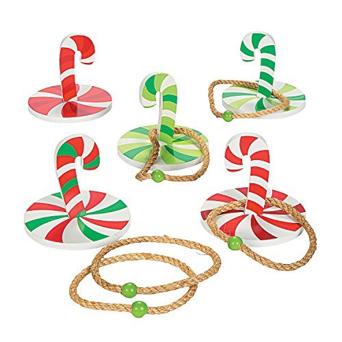 Product Cover Fun Express Christmas Game Candy Cane Ring Toss (10 Piece Set) Winter Holiday Toys