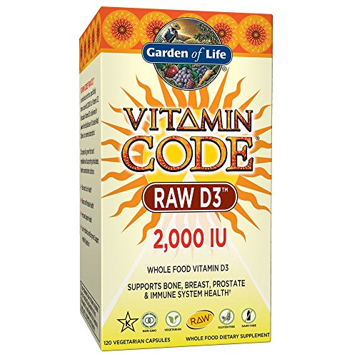 Product Cover Garden of Life D3 - Vitamin Code Raw D3 2000 IU, 120 Capsules - Whole Food Vegetarian Vitamin D3 Supplement for Bone, Immune, Breast & Prostate Health, Dairy and Gluten Free Vitamin D plus Probiotics
