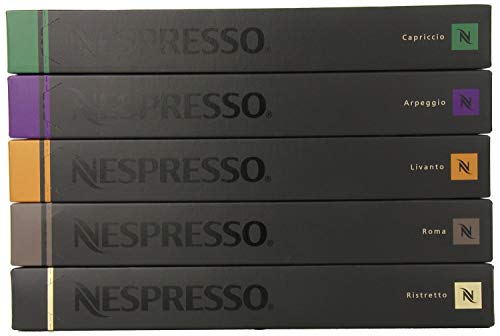 Product Cover Nespresso Capsules OriginalLine , Best Seller Variety Pack, Medium and Dark Roast Espresso Coffee, 50 Count Coffee Pods, Brews 1.35oz