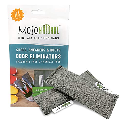 Product Cover MOSO NATURAL Mini Air Purifying Bag Shoe Deodorizer. Odor Eliminator for Gym Bags, Sneakers and Sports Gear Charcoal Color 2 Pack