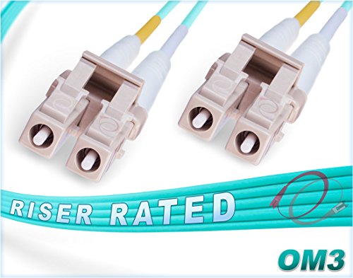 Product Cover FiberCablesDirect - 3M OM3 LC LC Fiber Patch Cable | 10Gb Duplex 50/125 LC to LC Multimode Jumper 3 Meter (9.84ft) | Length Options: 0.5M-300M | 1g 10g 40g lc-lc dplx mmf 10gbase sfp+ Aqua ofnr lommf