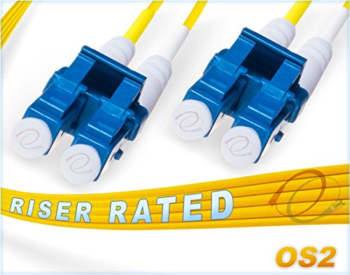 Product Cover FiberCablesDirect - 3M OS2 LC LC Fiber Patch Cable | Duplex 9/125 LC to LC Singlemode Jumper 3 Meter (9.84ft) | Length Options: 0.5M-300M | 1g 10g sfp 10gbase lc/lc dx Yellow Zip-Cord PVC ofnr lc-lc