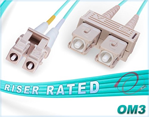 Product Cover FiberCablesDirect - 2M OM3 LC SC Fiber Patch Cable | 10Gb Duplex 50/125 LC to SC Multimode Jumper 2 Meter (6.56ft) | Length Options: 0.5M-300M | 10g lc-sc mmf 10gbase sfp+ dplx aqua zipcord lommf ofnr