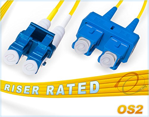 Product Cover FiberCablesDirect - 1M OS2 LC SC Fiber Patch Cable | 10Gb Duplex 9/125 LC to SC Singlemode Jumper 1 Meter (3.28ft) | Length Options: 0.5M-300M | 1gb 10gb smf dup sfp 10gbase lr er Yellow ofnr sc-lc