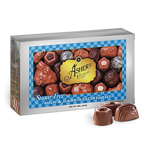 Product Cover Asher's Chocolate, Sugar Free Chocolate Candy, Milk and Dark Chocolate Assortment, Small Batches of Kosher Chocolate, Family Owned Since 1892, Assorted Keto Chocolate (8 oz.)