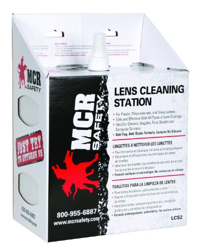 Product Cover MCR Safety LCS2 Lens Cleaning Station with 16-Ounces Cleaning Solution, 1 Box of 300 Tissues