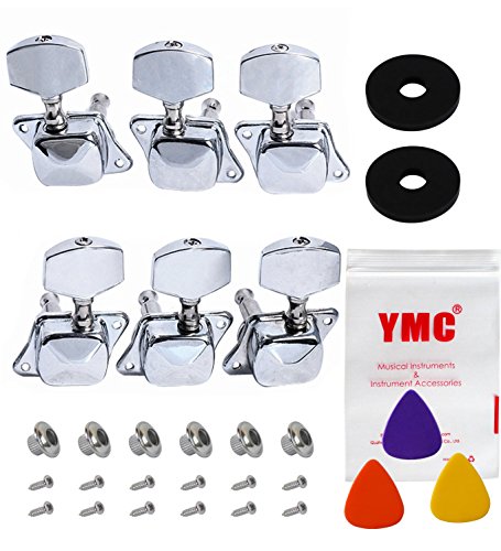 Product Cover YMC Chrome-Tuning-Peg-Round220-3L3R 6 Pieces 3L3R Semiclosed Guitar Tuning Pegs Tuners Machine Heads