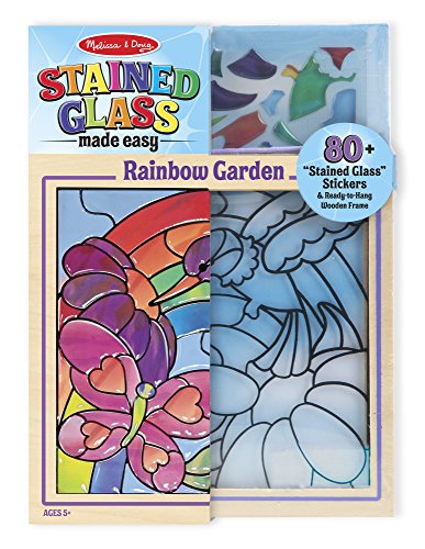Product Cover Melissa & Doug Stained Glass See-Through Window Art Kit: Rainbow Garden (80+ Stickers, Frame)