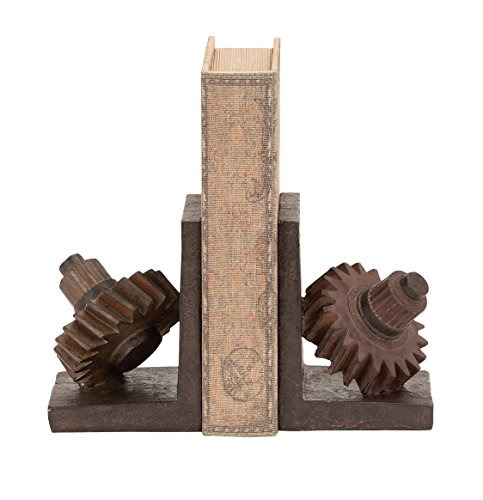 Product Cover Deco 79 Poly-Stone Gear Bookends, 7 by 5-Inch, Set of 2