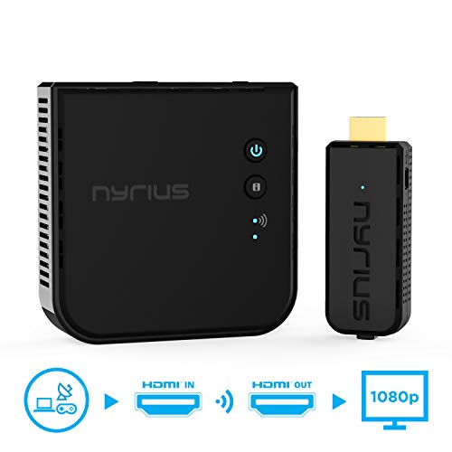 Product Cover Nyrius ARIES Prime Wireless Video HDMI Transmitter & Receiver for Streaming HD 1080p 3D Video & Digital Audio from Laptop, PC, Cable, Netflix, YouTube, PS to HDTV/Projector (NPCS549)