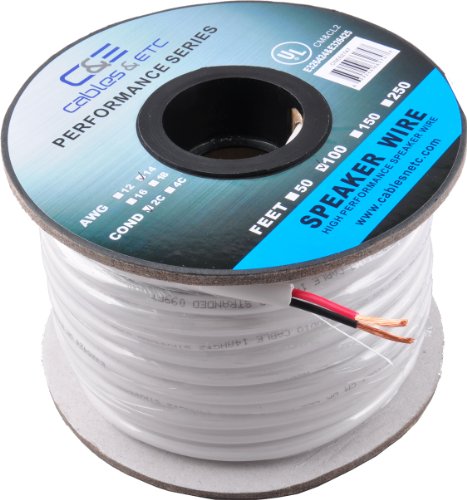 Product Cover 14AWG Speaker Wire CL2 In Wall Rated Oxygen Free Bare Copper 100 Feet (30.48 Meters) 99.9% Oxygen Free Copper (OFC) 2 Conductor Loud Speaker Wire Cable 100ft (30.48M)