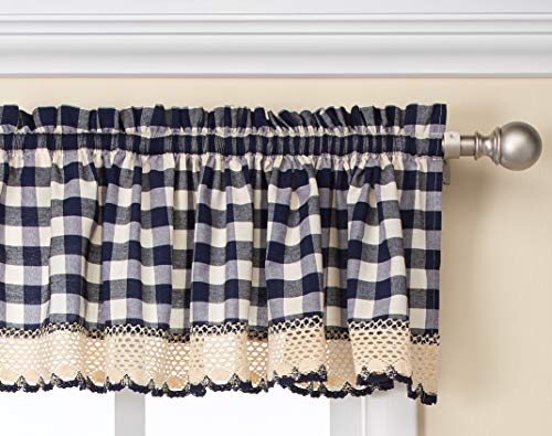 Product Cover Achim Home Furnishings, Navy & Ivory Buffalo Check Window Curtain Valance, 58