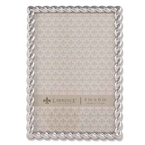 Product Cover Lawrence Frames 710046 Silver Metal Rope Picture Frame, 4 by 6-Inch