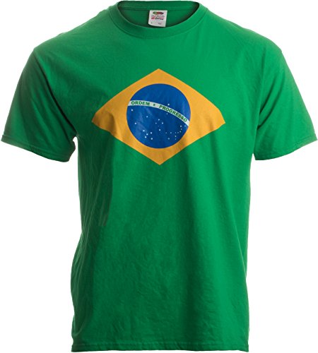 Product Cover BRAZIL NATIONAL FLAG Adult Unisex T-shirt / Bandeira do Brasil, Brazilian,Green,X-Large
