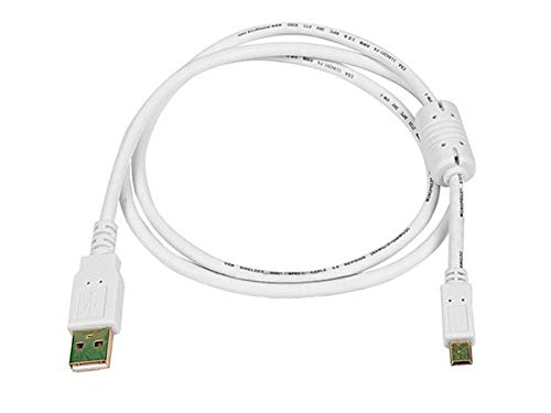 Product Cover Monoprice 3-Feet USB 2.0 A Male to Mini-B 5pin Male 28/24AWG Cable with Ferrite Core (Gold Plated), White (108633)