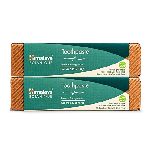 Product Cover Himalaya Neem and Pomegranate Toothpaste, Natural, Fluoride-Free, SLS Free, Gluten Free & Saccharin Free, 5.29 oz (150 g) 2 PACK