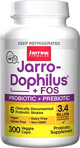Product Cover Jarro-Dophilus + FOS, Promotes Intestinal and Immune Health, 3.4 Billion Organisms Per Cap, 300 Count (Cool Ship, Pack of 3)