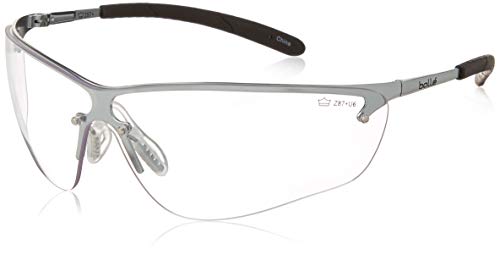 Product Cover Bollé Safety 253-SM-40073 Silium Safety Eyewear with Silver Metal + TPE Semi-Rimless Frame and Clear Lens