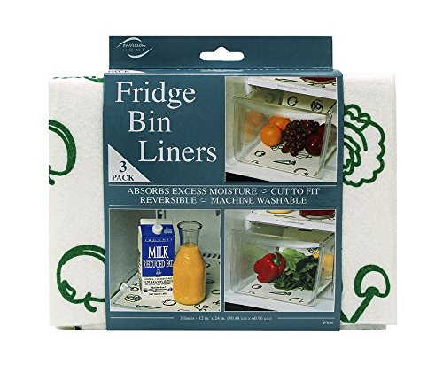 Product Cover Envision Home 432700 Fridge Bin Liners, 3 count, 12-Inch by 24-Inch, White
