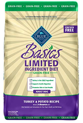 Product Cover Blue Buffalo Basics Limited Ingredient Diet, Grain Free Natural Adult Dry Dog Food, Turkey & Potato 11-lb