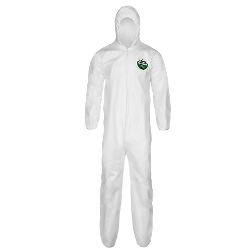 Product Cover Lakeland MicroMax NS Microporous General Purpose Disposable Coverall with Hood, Elastic Cuff, Large, White (Case of 25)