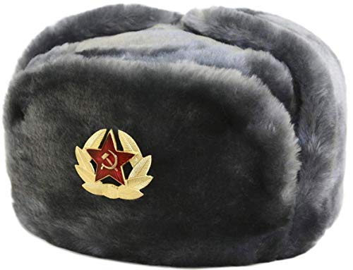 Product Cover SIBERHAT Russian Soviet Army Fur Military Cossack Ushanka Hat (Gray, 57(M))