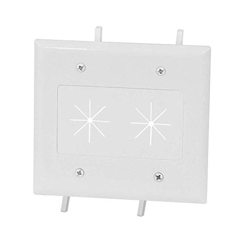 Product Cover DataComm Electronics 45-0015-WH 2-Gang Cable Plate with Flexible Opening - White