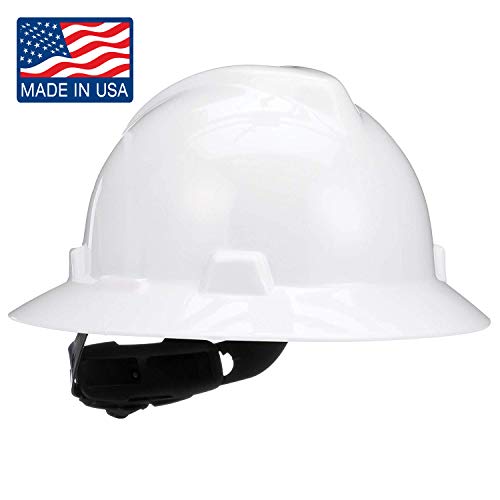 Product Cover MSA 475369 V-Gard Slotted Full-Brim Hard Hat, with 4-point Fas-Trac III Suspension, Standard, White