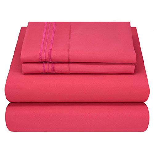 Product Cover MOONLIGHT BEDDING Twin XL Soft Microfiber Single Bed Sheet Set (Hot Pink)