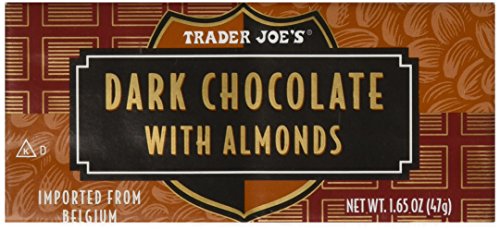 Product Cover Trader Joe's Belgian Dark Chocolate with Almonds, 1.65 oz Bars (2 Packs of 3)
