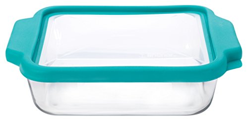 Product Cover Anchor Hocking 8-InchSquare Glass Baking Dish with Teal TrueFit Lid - 91769TFT