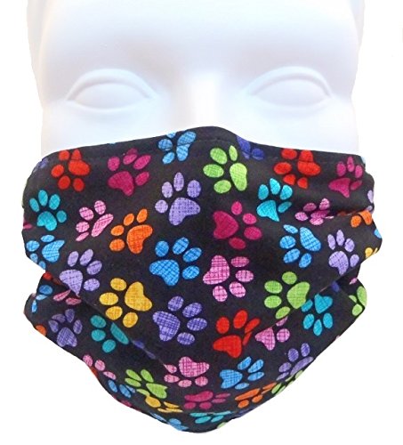 Product Cover Breathe Healthy Face Mask; Comfortable, Washable, Reusable - Filters Dust, Pollen, Allergens and Flu Germs; Colorful Paws Design