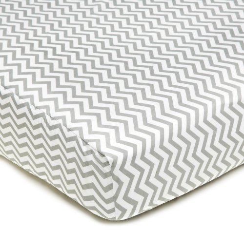 Product Cover American Baby Company 100% Natural Cotton Percale Fitted Crib Sheet for Standard Crib and Toddler Mattresses, Gray Zigzag, Soft Breathable, for Boys and Girls