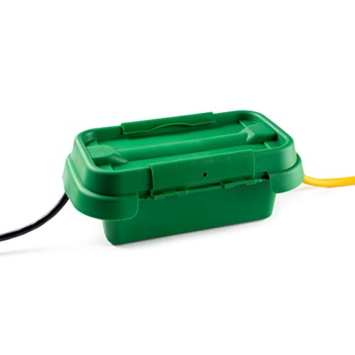 Product Cover SOCKiTBOX - The Original Weatherproof Connection Box - Indoor & Outdoor Electrical Power Cord Enclosure for Timers, Extension Cables, Holiday Lights, Power Tools, Fountains & More - Size Small - Green