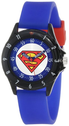 Product Cover Superman Boys' SUP9044 Time Teacher Superman Watch with Blue Silicone Band