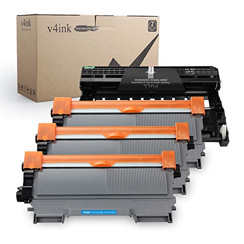 Product Cover v4ink Compatible Toner Cartridge and Drum Unit Replacement for Brother TN450 TN420 DR420 use with HL-2270dw HL-2280dw HL-2230 HL-2240d MFC-7240 MFC-7360n MFC-7860dw Printer 4 Pack (1 Drum+3 Toner)