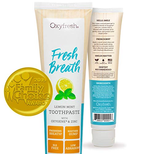 Product Cover Oxyfresh Maximum Fresh Breath Lemon Mint Toothpaste - Low Abrasion, Fresh Breath, SLS Free, Gum Soothing, Alcohol Free w/Essential Oils - Dentist Recommended- 5.0oz