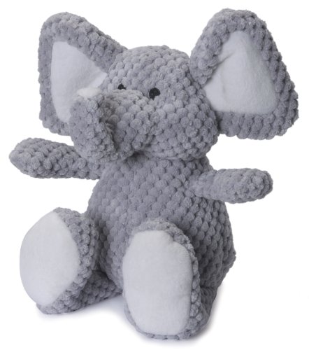 Product Cover goDog Checkers Elephant With Chew Guard Technology Tough Plush Dog Toy, Grey, Small