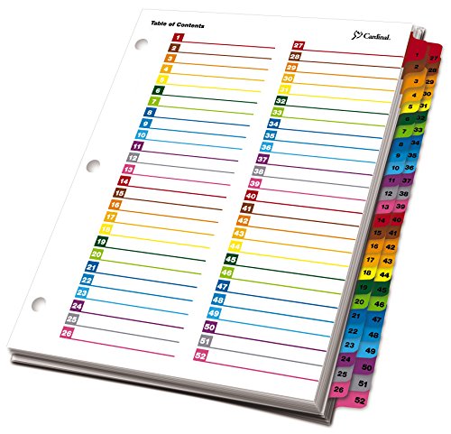Product Cover Cardinal by TOPS Products OneStep Printable Table of Contents and Index Dividers, 52-Tab, Numbered, Multi-Color (60990)