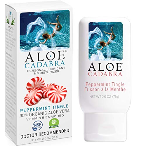 Product Cover Aloe Cadabra Organic Personal Lube Flavored Peppermint, Best Natural Sex Lubricant & Natural Oral Gel, 2.5 Ounce