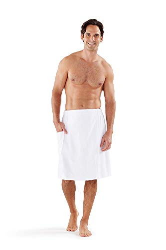 Product Cover Boca Terry Men's Spa Wrap - 100% Cotton Spa, Gym, Bath Towel - White 2XL (XXL)